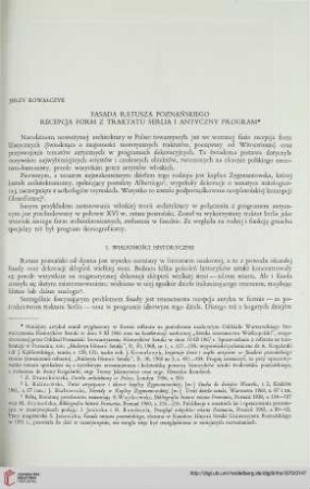 8: Fasada ratusza poznańskiego : Recepcja form z traktatu Serlia i antyczny program