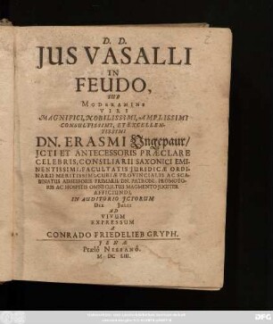 Ius Vasalli In Feudo