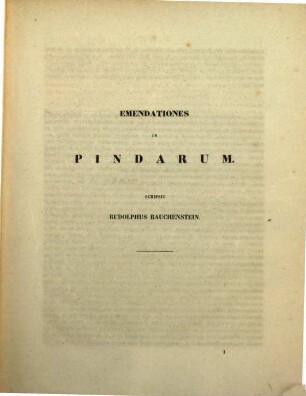 Commentationum Pindaricarum. 1