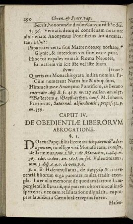 Caput IV. De Obedientiae Liberorum Abrogatione