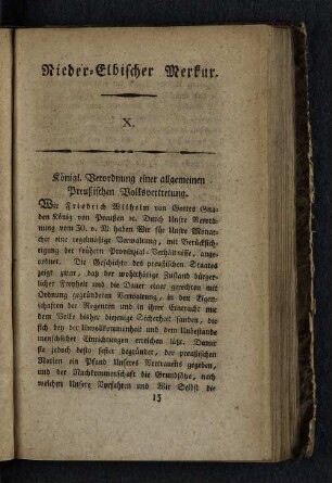 Königl. Verordnung einer allgemeinen Preußischen Volksvertretung.