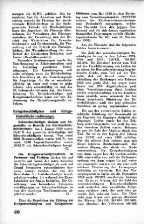 Ergebnisse der Zählung der Kriegsbeschädigten und Kriegshinterbliebenen [Kriegsbeschädigten- und Kriegshinterbliebenefürsorge]