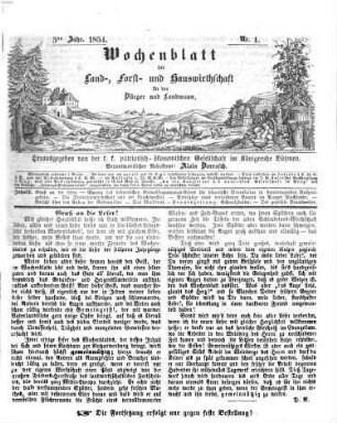 Wochenblatt der Land-, Forst- und Hauswirthschaft für den Bürger und Landmann. 5. 1854