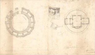 Hildebrand, Adolf von; Berg am Starnberger See - Rottmannshöhe (Bayern); Bismarckturm - Grundriss, Schnitt, Details