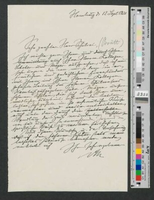 Briefentwurf an Maximilian Brütt