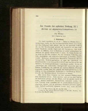 Zur Theorie der optischen Drehung. III. (Beiträge zur allgemeinen Lösungstheorie. I.)