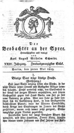 22. Stueck, 30. Mai 1825