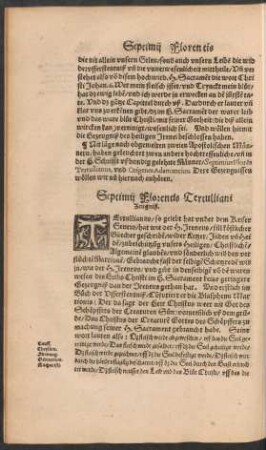 Septimii Florentis Tertulliani Zeugniß.
