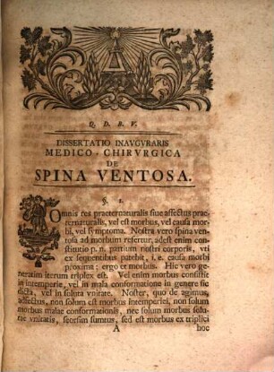 Dissertatio Inavgvralis Medico-Chirvrgica De Spina Ventosa