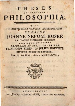 Theses ex universa philosophia