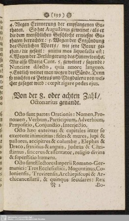Von der 8. oder achten Zahl, Octonarius genandt