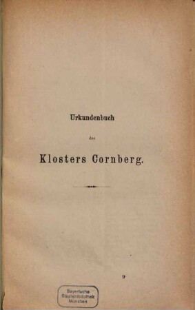 Urkundenbuch des Klosters Cornberg