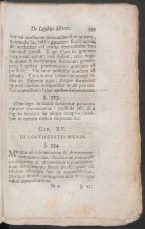 Cap. XV. De Contingentia Mundi