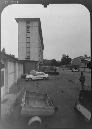 Dresden-Altstadt, Gerhart-Hauptmann-Straße 1. Bürogebäude (1958-1960; A. Gottfried, G. Wolf und Kollektiv). Seitenansicht