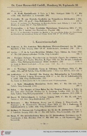 5. Kunstwissenschaft (Nr. 496 - 735)
