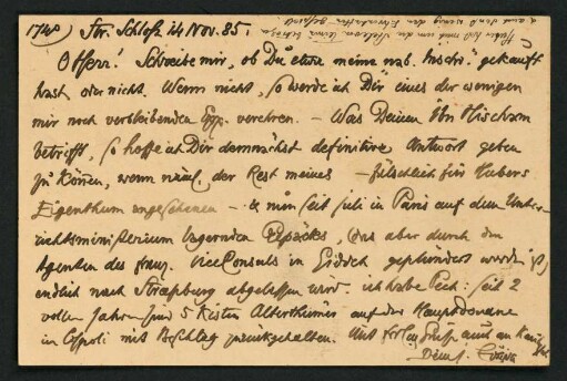 Postkarte vom 14.11.1885