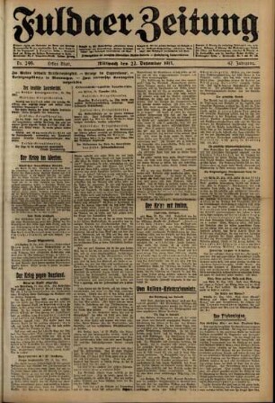Erste Ausgabe vom Mittwoch, den 22. Dezember 1915.