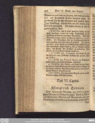 Das VI. Capitel. von dem Königreich Servien.