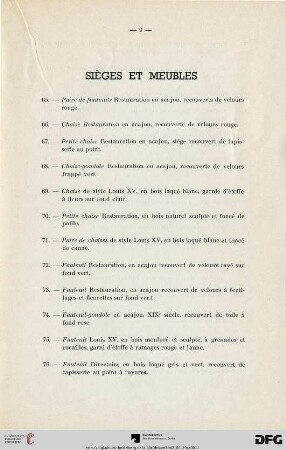 Sièges et meubles (Nr. 65-125)