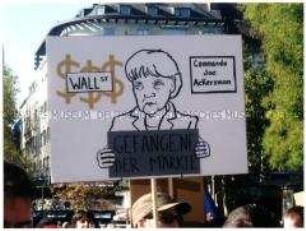 Transparent auf der Occupy Cologne-Demonstration in Köln
