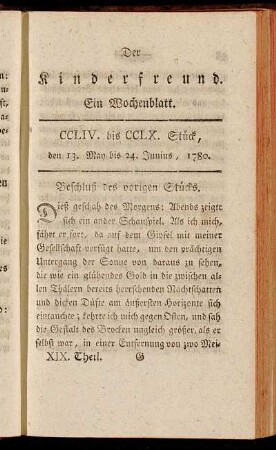 CCLIV. bis CCLX. Stück, den 13. May bis 24. Junius, 1780