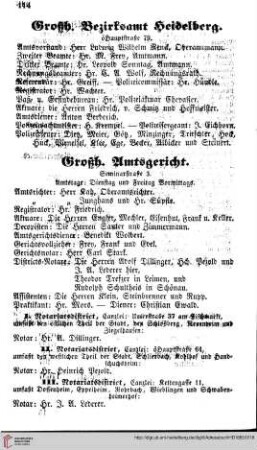 Großh. Bezirksamt Heidelberg, Amtsgericht und Notariate
