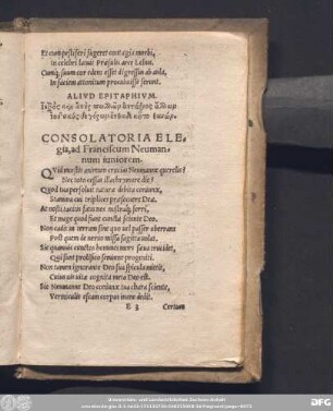 Consolatoria Elegia, ad Franciscum Neumannum iuniorem.