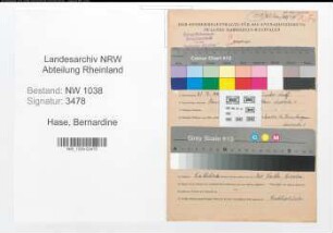 Entnazifizierung Bernardine Hase , geb. 21.07.1899 ()