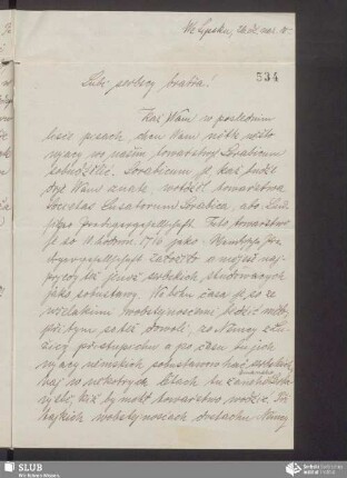 [list wot: „Serbska studowaca młodosć“/Korla Wyrgač, 26.11.1905]