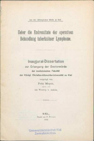 Ueber die Endresultate der operativen Behandlung tuberkulöser Lymphome