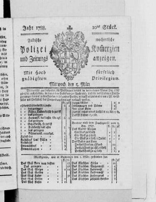 10tes Stück., Ausgabe vom 5. März 1788