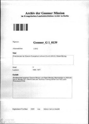 Finanzberater der Gossner Evangelical Lutheran Church (GELC), Robert Montag