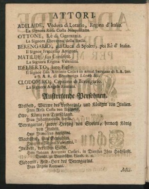 Attori. Auftretende Persohnen