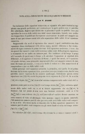 Nota sulla risoluzione delle equazioni numeriche.