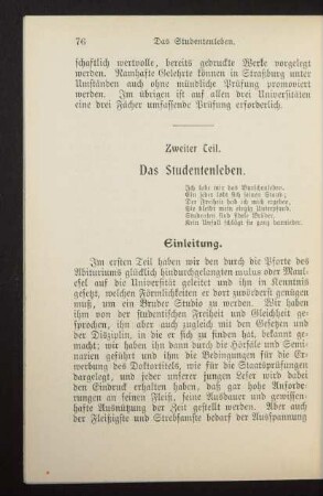 Zweiter Teil. Das Studentenleben.