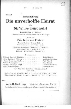 Die unverhoffte Heirat oder Die Witwe bietet mehr!