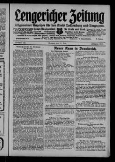 Lengericher Zeitung : allgemeiner Anzeiger für den Kreis Tecklenburg und Umgegend : Amtsblatt für die Aemter Lengerich und Lienen in Westfalen : Haupt-Anzeigenblatt für Stadt und Land : Organ des Landratsamtes und Amtsgericht in Tecklenburg : unabhängige Tageszeitung für die Orte Lengerich, Hohne, Tecklenburg, Ladbergen, Lienen, Kattenvenne, Natrup-Hagen, Brochterbeck, Westerkappeln, Leeden und Ledde