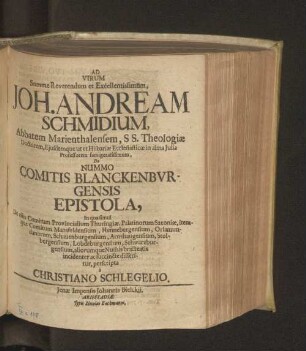 De Nummo Comitis Blanckenbvrgensis Epistola