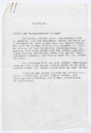 Brief von Gerhart Hauptmann an Hans Bodmer an Lesezirkel 