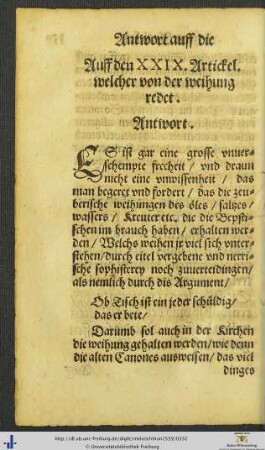 Auff den XXIX. Artickel