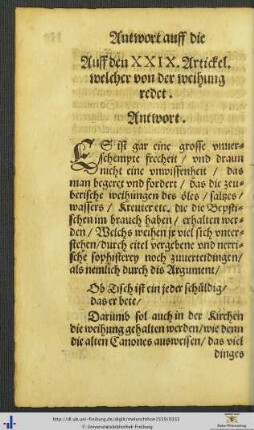 Auff den XXIX. Artickel