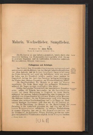 Malaria, Wechselfieber, Sumpffieber