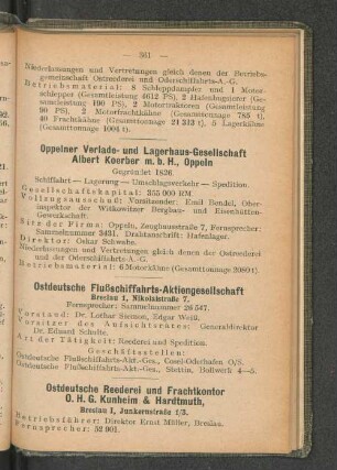 Oppelner Verlade- und Lagerhaus-Gesellschaft Albert Koerber m.b.H., Oppeln