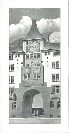 Billing, Hermann; Karlsruhe, Stephanienstr. 94-96; Haus Billing und Helmle, Torbau - Torbau (Ansicht)