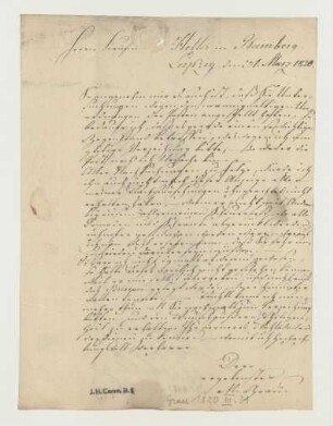 Brief von Johann Gottlob Wilhelm Grau an Joseph Heller