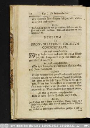 Membrum II. De Pronunciatione Vocalum Compositarum.