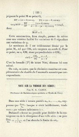 Note sur la théorie des séries.