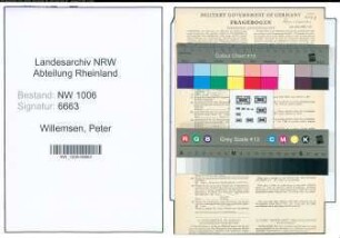 Entnazifizierung Peter Willemsen , geb. 28.08.1889 (Maschinenmeister)