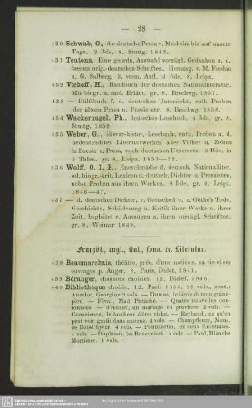 Franz., engl., ital., span. etc. Literatur