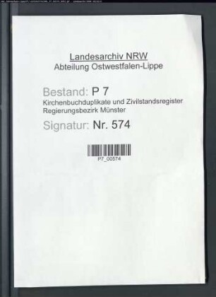 Zivilstandsregister der Munizipalität Gronau (A 1812). (Gemeinde: Gronau, Kreis Ahaus)